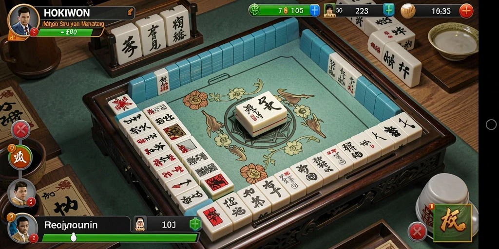 Screenshot HOKIWON menampilkan gameplay Mahjong yang seru dan menantang.