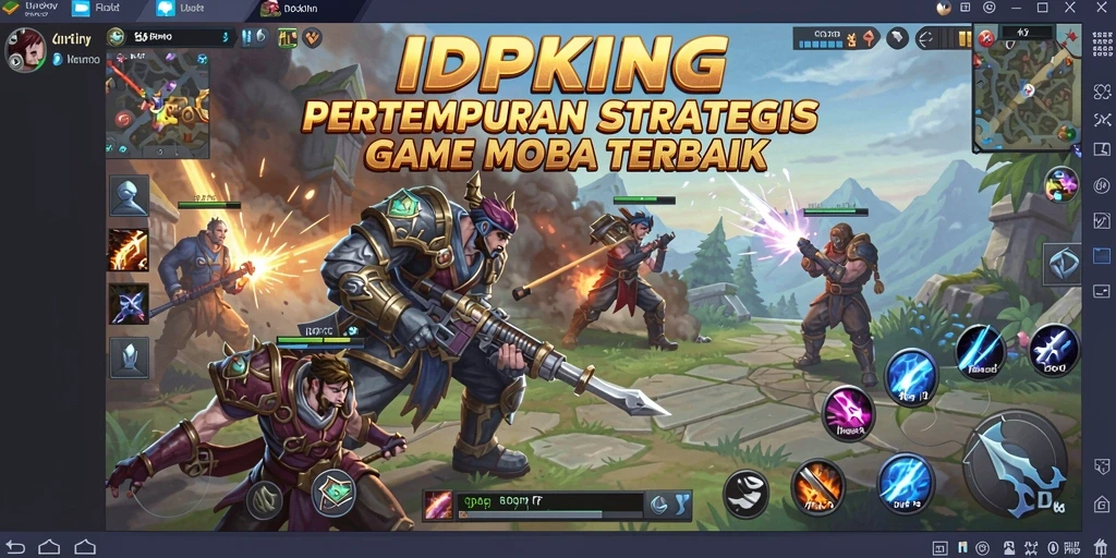 Screenshot dari gameplay seru IDPKING dengan aksi pertempuran MOBA.