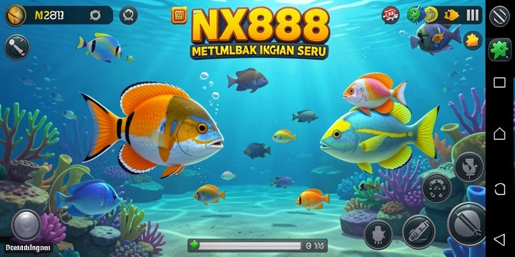 Screenshot utama NX888 menampilkan gameplay menembak ikan yang seru.