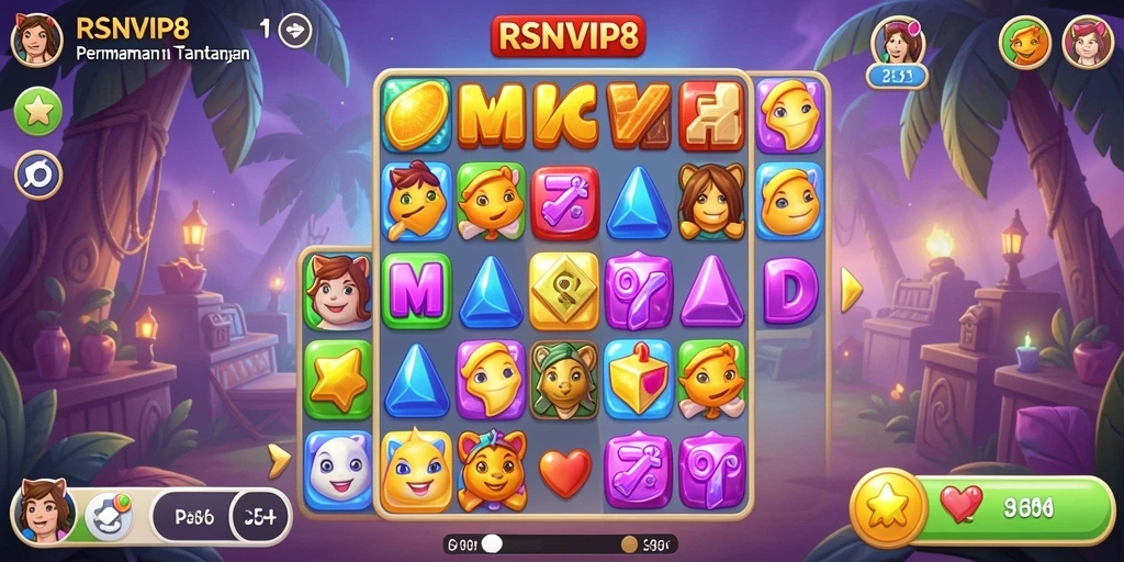 Tangkapan layar menunjukkan gameplay seru permainan Match-3.