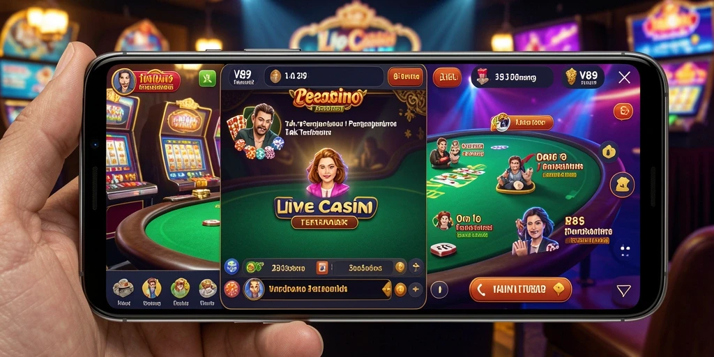 Tampilan gameplay Live Casino yang mendebarkan di V89.