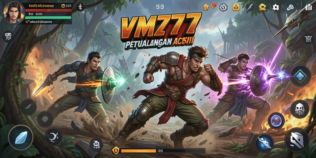 Tampilan aksi seru dalam gameplay ARPG VM777.